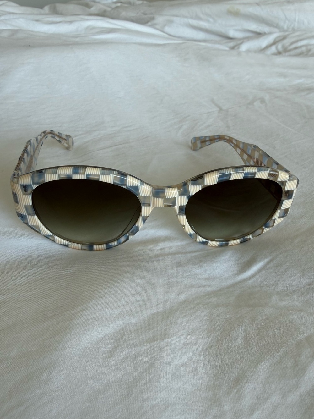 KREWE Lucy Sunglasses Gingham Over Crystal - Worn Twice + Duster Bag